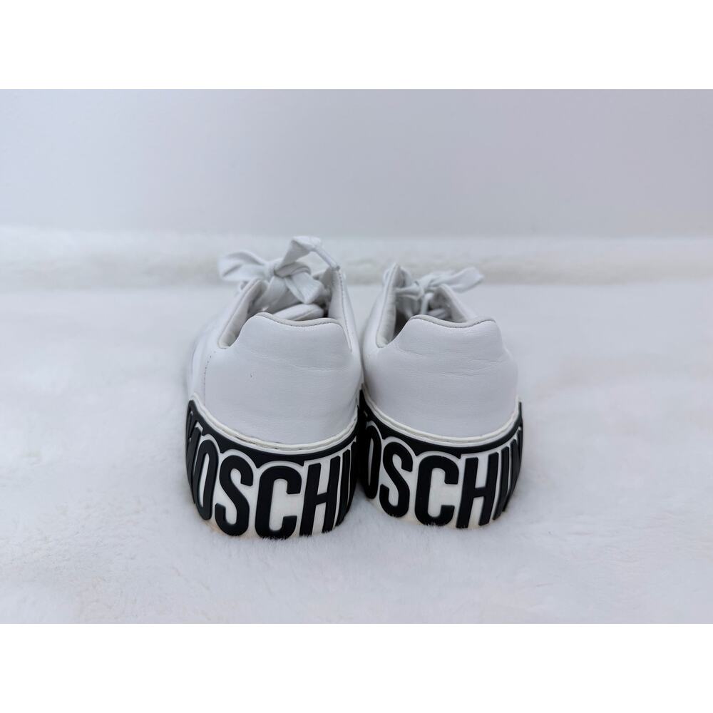 Moschino Milano White Logo Leather Sneakers EU 38